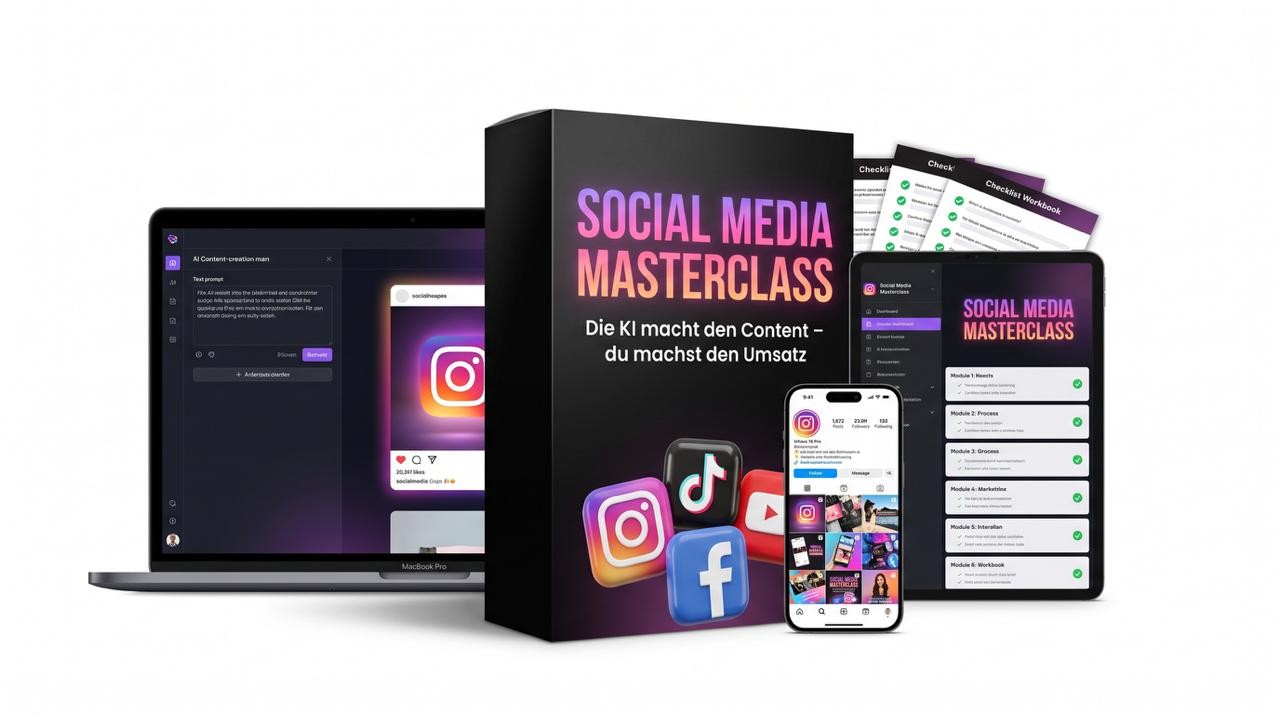Social Media Masterclass – Kurspaket mit Laptop, Tablet, Smartphone und Workbooks